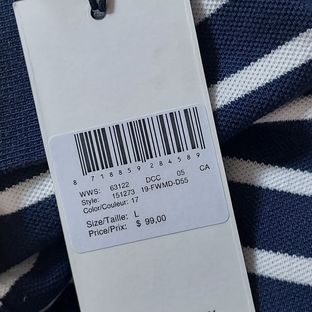 Scotch & Soda Men's Short Sleeve Blue and White Stripe Polo Size Large NEW NWT - Picture 11 of 13